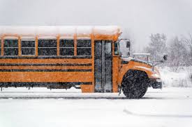 Snowy school bus